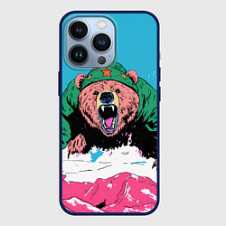 Чехол для iPhone 13 Pro Хищный русский медведь, цвет: 3D-тёмно-синий