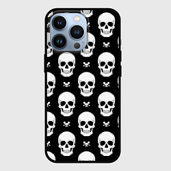 Чехол для iPhone 13 Pro Черепной фон, цвет: 3D-черный