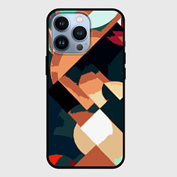 Чехол для iPhone 13 Pro Сине-бежевый абстракция, цвет: 3D-черный