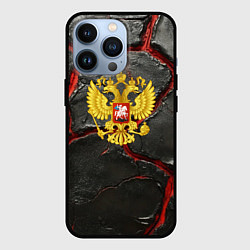 Чехол для iPhone 13 Pro Герб России черные плиты, цвет: 3D-черный