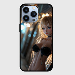 Чехол для iPhone 13 Pro Блондинка у стены с фонарями, цвет: 3D-черный