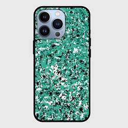 Чехол для iPhone 13 Pro Бирюзовый с чёрно-белыми пятнами, цвет: 3D-черный