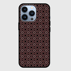 Чехол iPhone 13 Pro Чёрный с красным узор паттерн