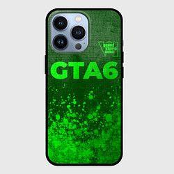 Чехол для iPhone 13 Pro GTA6 - green gradient посередине, цвет: 3D-черный