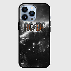 Чехол для iPhone 13 Pro ACDC металлический лого черно-белая текстура, цвет: 3D-черный