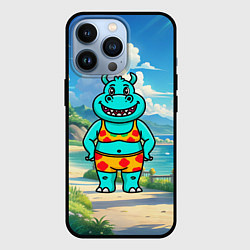 Чехол для iPhone 13 Pro Бегемот в купальнике, цвет: 3D-черный