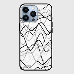 Чехол для iPhone 13 Pro Белый с серыми волнистыми полосами, цвет: 3D-черный