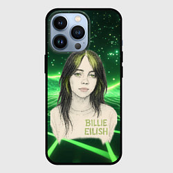 Чехол для iPhone 13 Pro Билли Айлиш нарисована с зелеными волосами, цвет: 3D-черный