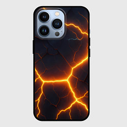 Чехол для iPhone 13 Pro Молнии и черные объемные плиты, цвет: 3D-черный