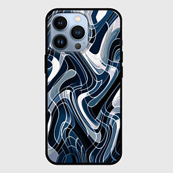 Чехол для iPhone 13 Pro Тёмно-синий искажённая абстракция, цвет: 3D-черный