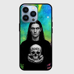 Чехол iPhone 13 Pro Bones без зрачков держит череп в руках