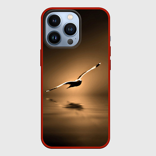 Чехол iPhone 13 Pro Летящая птица / 3D-Красный – фото 1