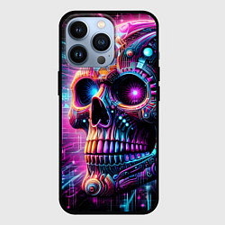 Чехол для iPhone 13 Pro Neon cyber skull, цвет: 3D-черный