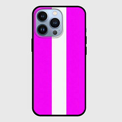 Чехол для iPhone 13 Pro Color white pink line, цвет: 3D-черный