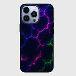 Чехол для iPhone 13 Pro Неоновый разлом, цвет: 3D-черный