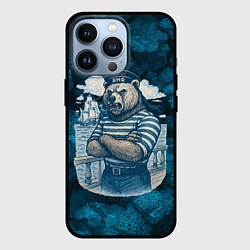 Чехол для iPhone 13 Pro Медведь ВМФ в тельняшке, цвет: 3D-черный