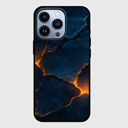 Чехол для iPhone 13 Pro Разлом плит с огнем, цвет: 3D-черный