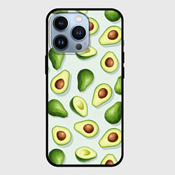 Чехол для iPhone 13 Pro Авокадо - паттерн, цвет: 3D-черный