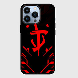 Чехол для iPhone 13 Pro Doom geometry red steel, цвет: 3D-черный