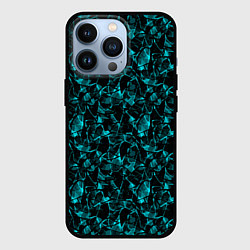 Чехол для iPhone 13 Pro Голубой с черным абстрактный узор, цвет: 3D-черный