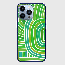 Чехол для iPhone 13 Pro Абстрактный узор зеленый, цвет: 3D-тёмно-синий
