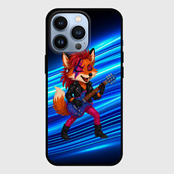 Чехол для iPhone 13 Pro Лиса в косухе и гитарой - рок звезда, цвет: 3D-черный