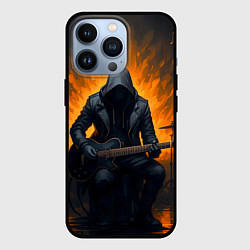 Чехол для iPhone 13 Pro Гитарист играющий в пламени, цвет: 3D-черный