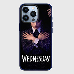 Чехол для iPhone 13 Pro Уэнсдей в гробу и вещь Wednesday, цвет: 3D-тёмно-синий