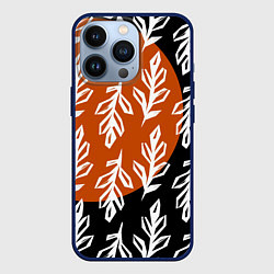 Чехол для iPhone 13 Pro Паттерн с угловатыми листьями, цвет: 3D-тёмно-синий