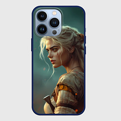 Чехол для iPhone 13 Pro Цири на фоне искр, цвет: 3D-тёмно-синий