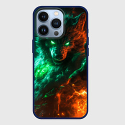 Чехол для iPhone 13 Pro Мифический волк в огне, цвет: 3D-тёмно-синий