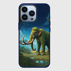 Чехол для iPhone 13 Pro Лиственный мамонт на поляне в джунглях, цвет: 3D-тёмно-синий