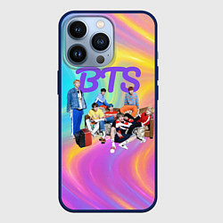 Чехол для iPhone 13 Pro BTS радужные разводы, цвет: 3D-тёмно-синий