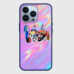Чехол для iPhone 13 Pro BTS группа на диване, цвет: 3D-тёмно-синий