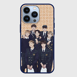 Чехол для iPhone 13 Pro BTS в костюмах, цвет: 3D-тёмно-синий