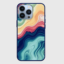 Чехол для iPhone 13 Pro Абстрактные волнистые линии синий, цвет: 3D-тёмно-синий