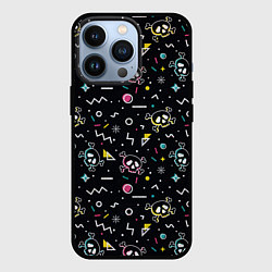 Чехол для iPhone 13 Pro Паттерн с черепами и геометрическими фигурами в ст, цвет: 3D-черный