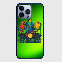 Чехол для iPhone 13 Pro Coldplay группа из попугаев, цвет: 3D-тёмно-синий