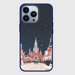 Чехол для iPhone 13 Pro Праздничная ночь в Москве, цвет: 3D-тёмно-синий