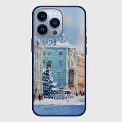 Чехол для iPhone 13 Pro Зимний Питер, цвет: 3D-тёмно-синий