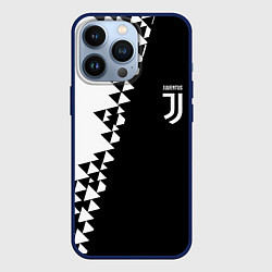 Чехол для iPhone 13 Pro Juventus черно белая геометрия текстура, цвет: 3D-тёмно-синий