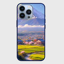 Чехол для iPhone 13 Pro Сакура у подножия Фудзиямы, цвет: 3D-тёмно-синий