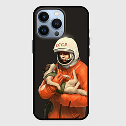 Чехол для iPhone 13 Pro Гагарин с лайкой, цвет: 3D-черный