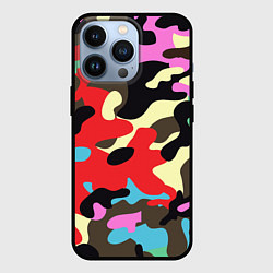 Чехол для iPhone 13 Pro Яркий камуфляж, цвет: 3D-черный