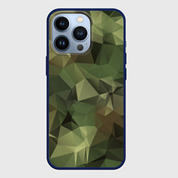 Чехол для iPhone 13 Pro Полигональный камуфляж, цвет: 3D-тёмно-синий