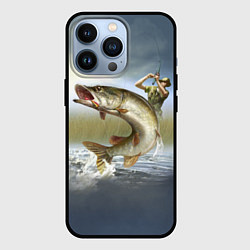 Чехол для iPhone 13 Pro Дерзская щука, цвет: 3D-черный