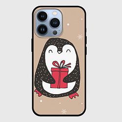 Чехол для iPhone 13 Pro Пингвин с подарком, цвет: 3D-черный