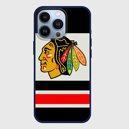 Чехол iPhone 13 Pro Chicago Blackhawks / 3D-Тёмно-синий – фото 1