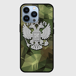 Чехол для iPhone 13 Pro Камуфляж и герб, цвет: 3D-черный