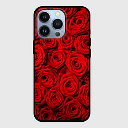 Чехол для iPhone 13 Pro Красные розы, цвет: 3D-черный